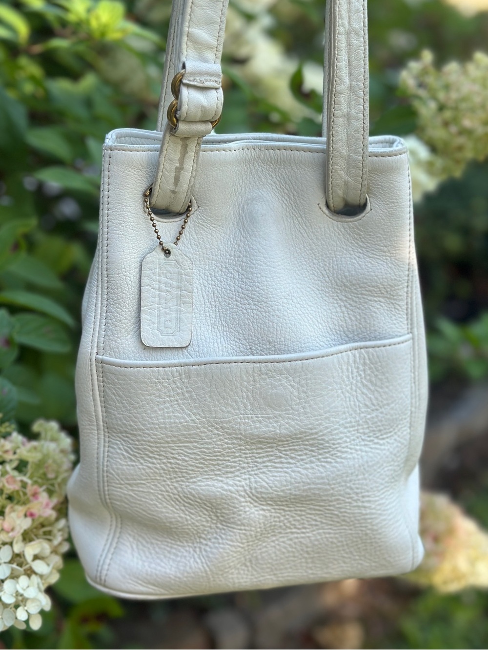 90s Vintage Coach Sonoma Bucket Bag White Pebbled Leather 4923